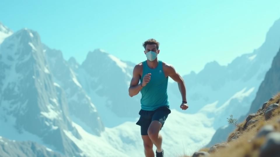 Athlet trainiert in Höhenlage mit Bergblick