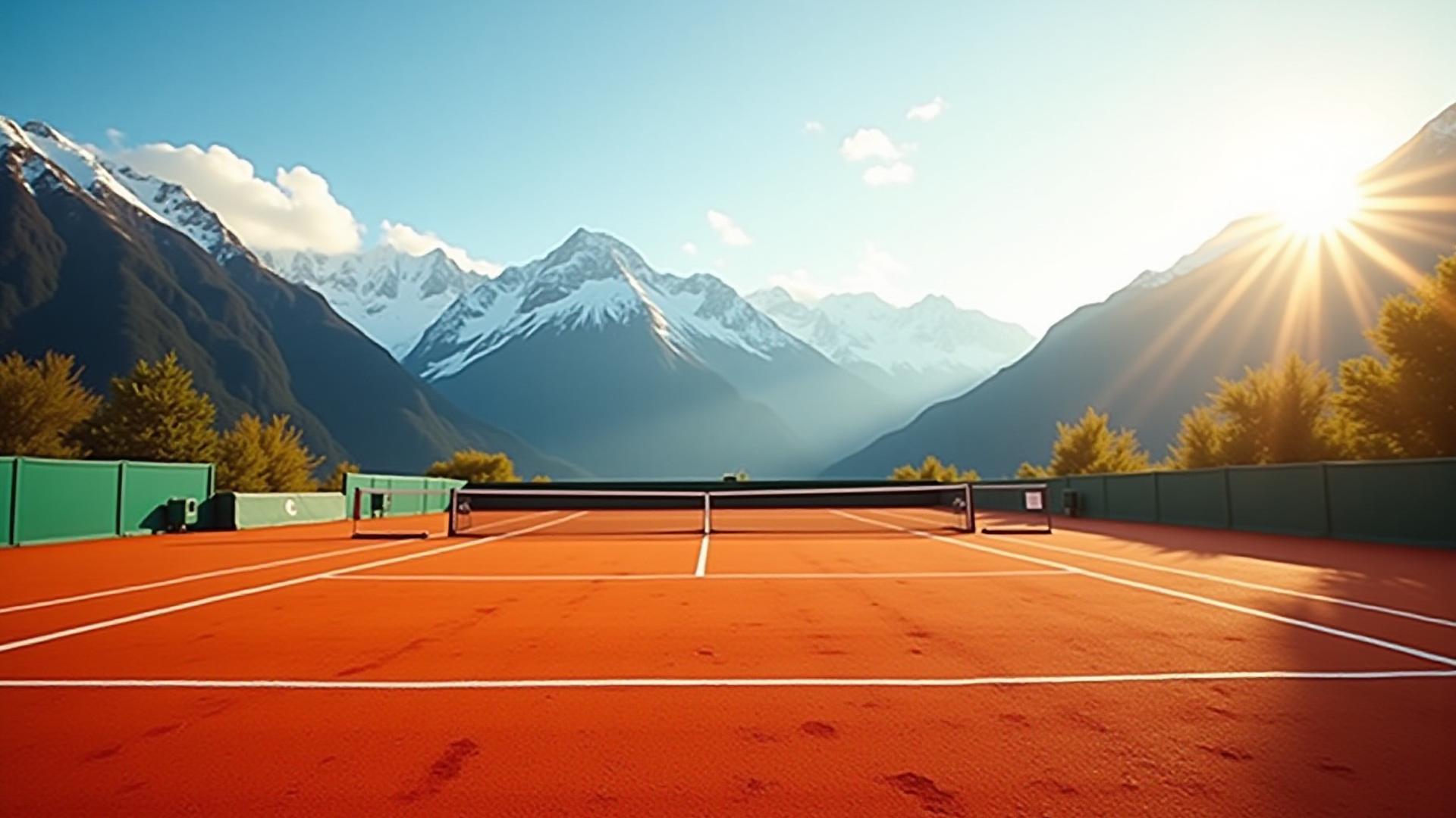 Professionelle Tennisplätze vor der majestätischen Alpenkulisse Salzburgs