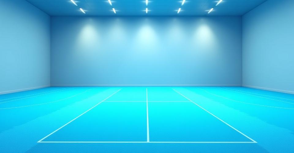 Helle, moderne Indoor-Tennishalle mit professionellem Belag